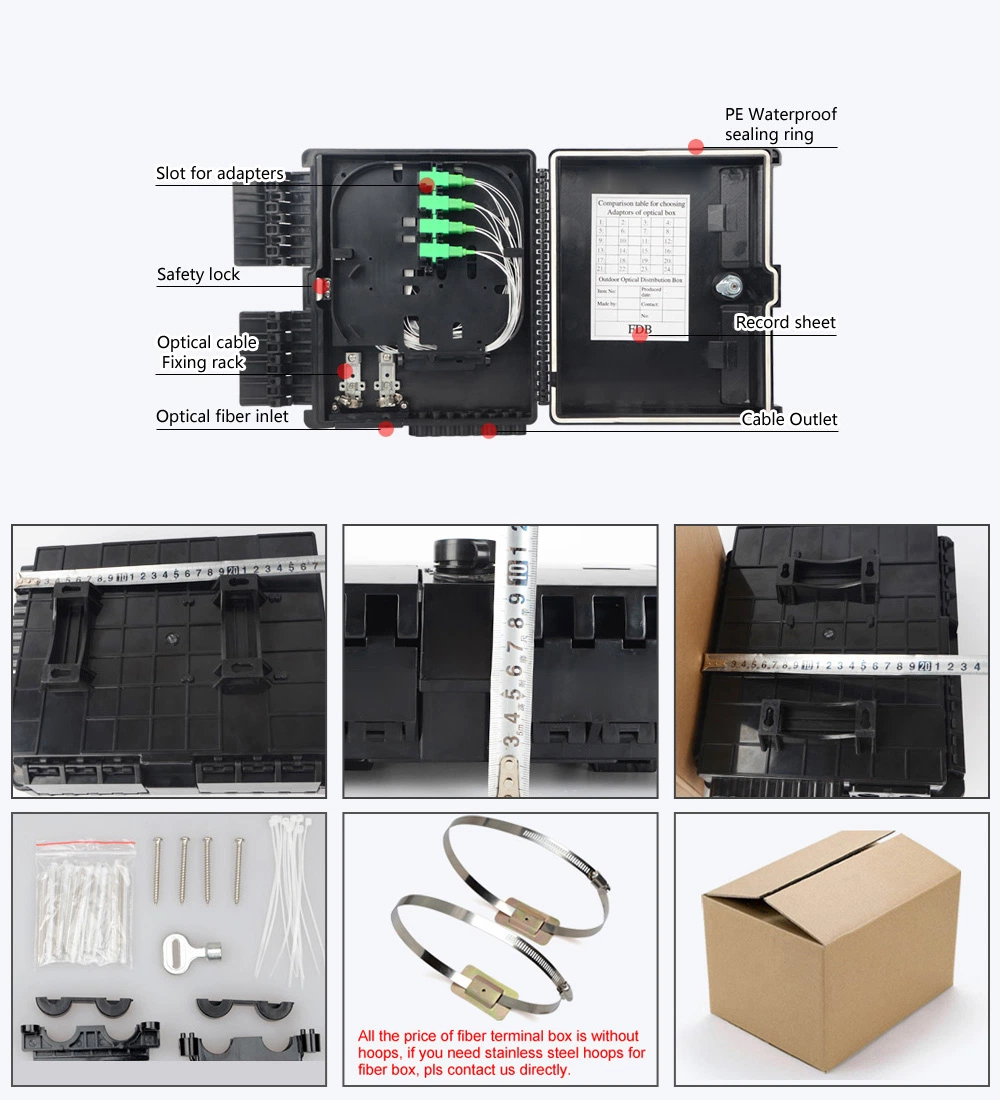 8 16 24 Cores ABS Fdb FTTH Fiber Optic Distribution Terminal Box